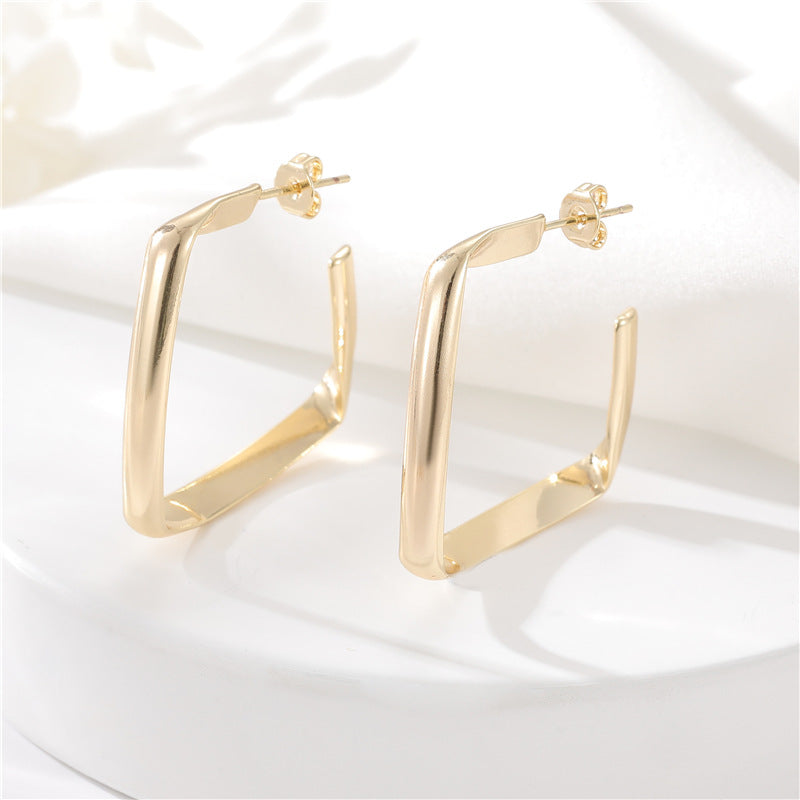 4 boucles d'oreilles rectangulaires papillon demi-cercle 14K GF Earing