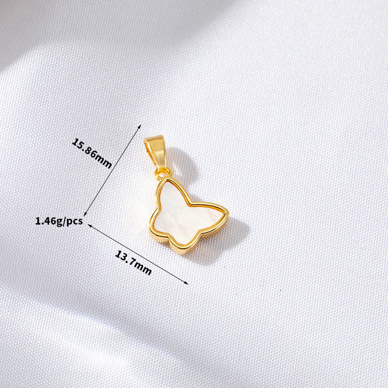 2 pendentifs à breloque papillon en forme de coquille ornés de strass 14K GF