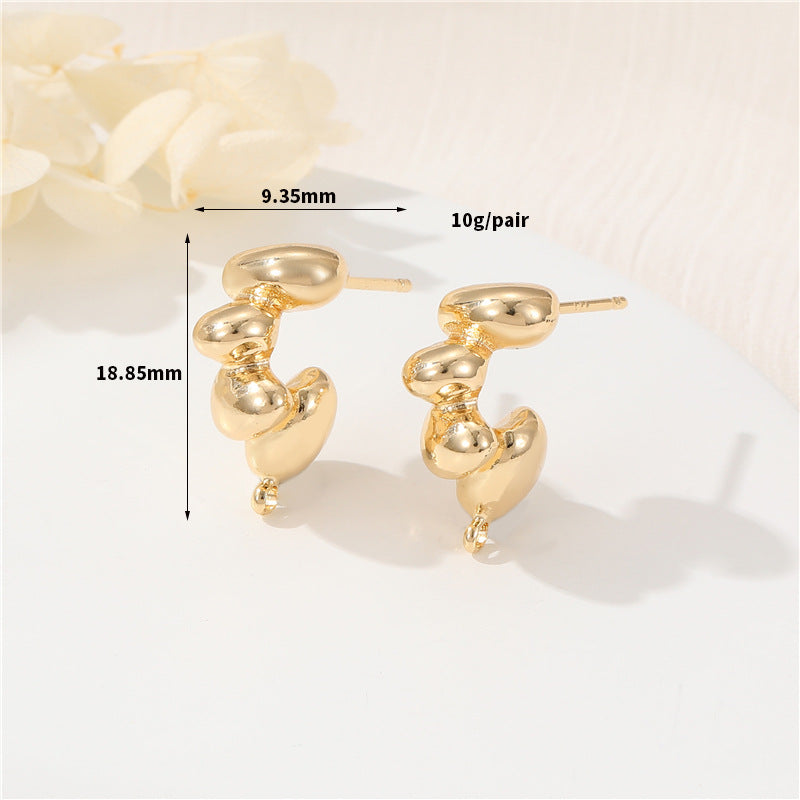 4 boucles d'oreilles à tige en perles avec boucle d'oreille 14K GF