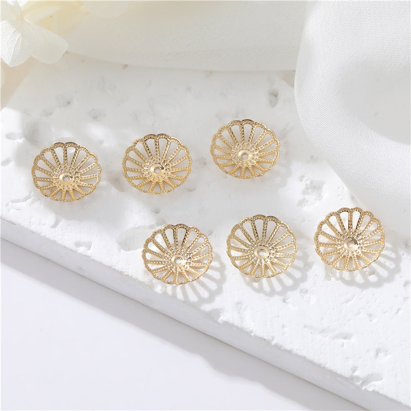 10 capuchons de perles florales, tasse 14K GF, entretoise de perles de charme