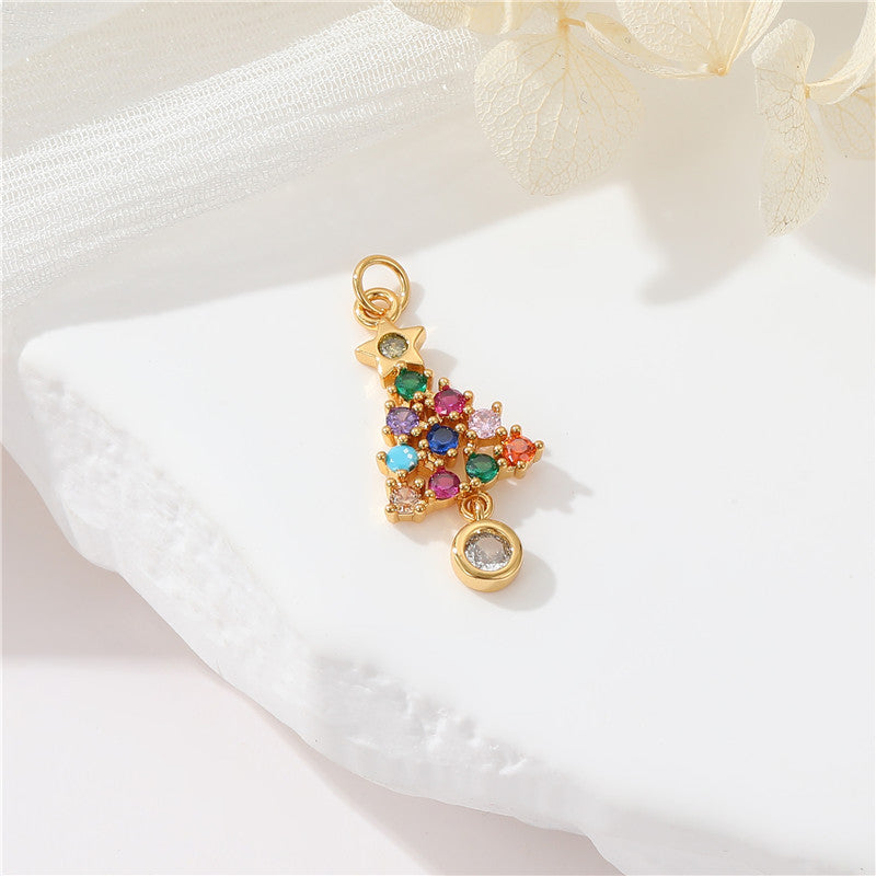 2 coeur floral lune cercle étoile arbre de Noël pendentif à breloque strass embelli 14K GF