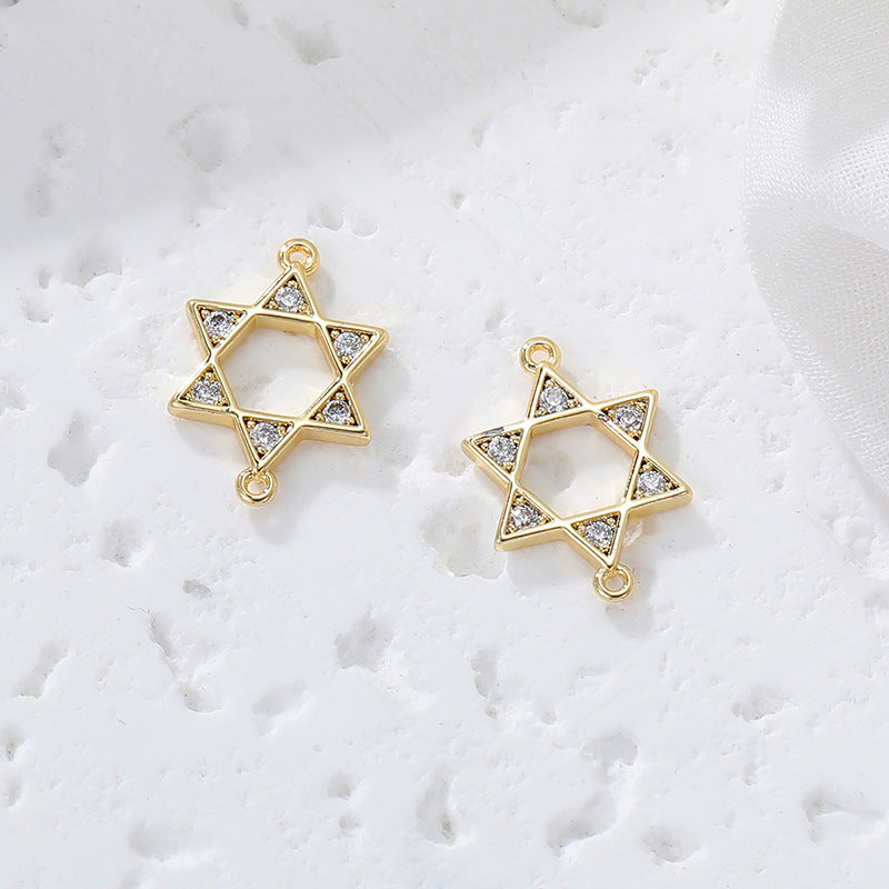 2 coeur carré Davidstar papillon goutte d'eau clé pendentif à breloque strass embelli 14K GF