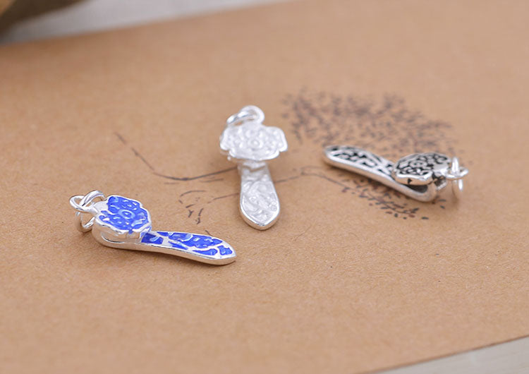 Pendentif à breloque Ruyi en argent Sterling émail époxy, recherche S925