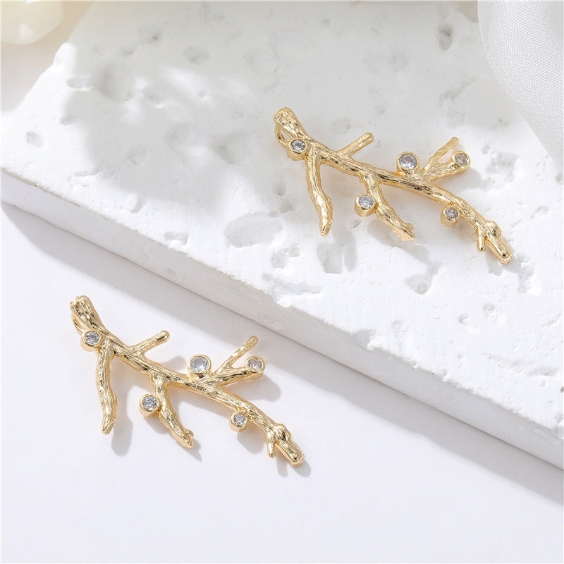 2 pendentif de charme de branche florale 14K GF perle semi-percée perle vierge