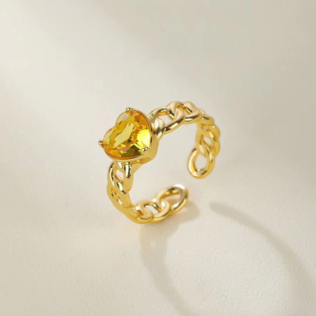 2 Statement-Ringe mit offener Kreis-Kabelkette und 14-karätigem GF mit Strasssteinen