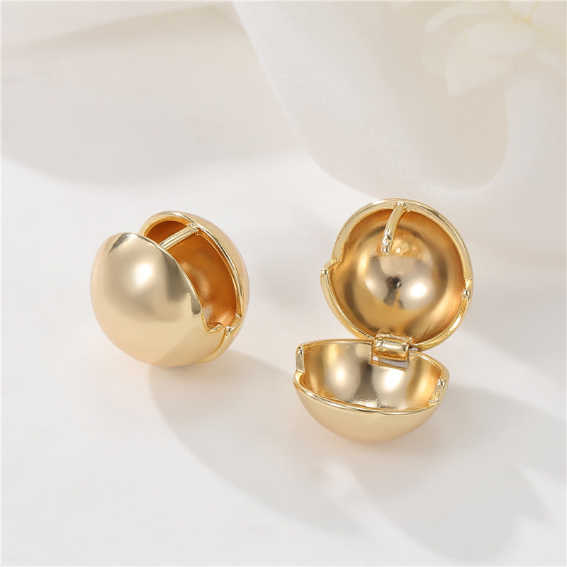 4 grosses boucles d'oreilles créoles rondes brillantes 14K GF