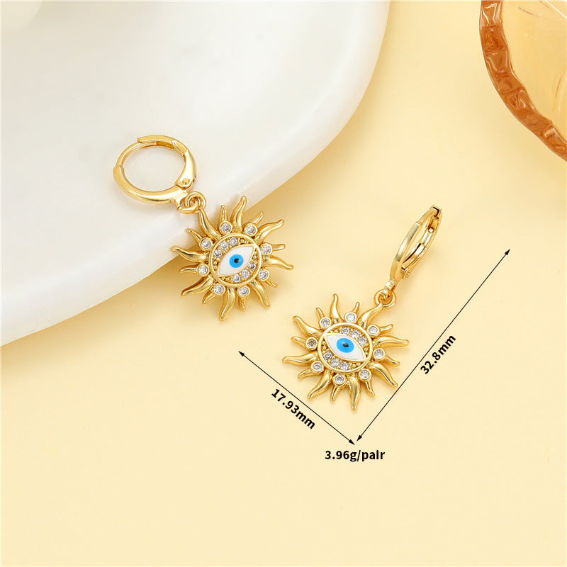 4 boucles d'oreilles créoles à breloques en émail époxy avec perles en strass ornées de perles 14K GF