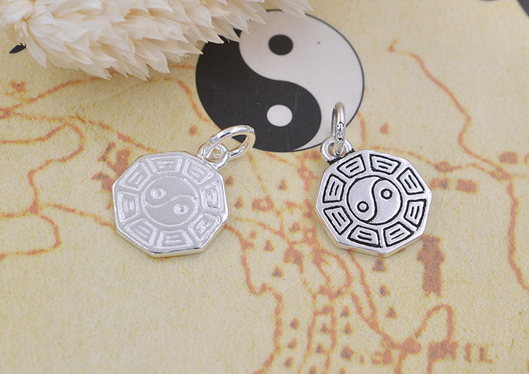 Sterling Silver Taiji Gossip Charm Pendant S925 Finding