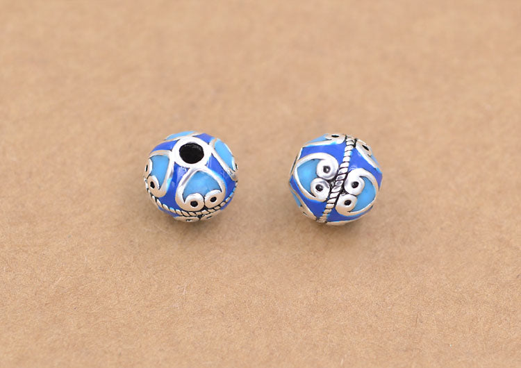 Sterling Silver Round Heart Bead Spacer S925 Finding