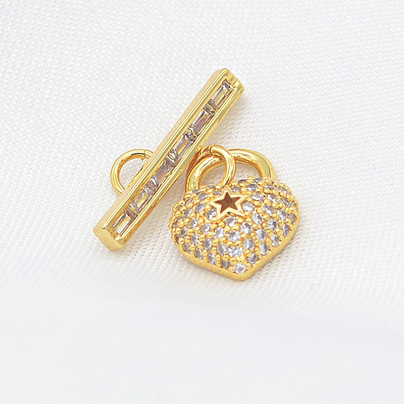 Connecteur de fermoirs ornés de strass 2 cœurs OT, 14K GF