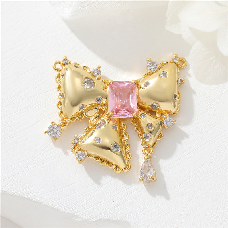 2 pendentif à breloque nœud papillon en forme de cygne orné de strass 14K GF
