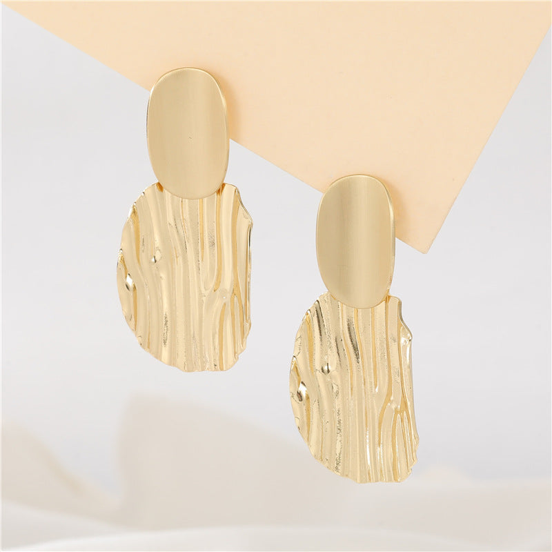 4 boucles d'oreilles à tige ovales martelées 14K GF Earing
