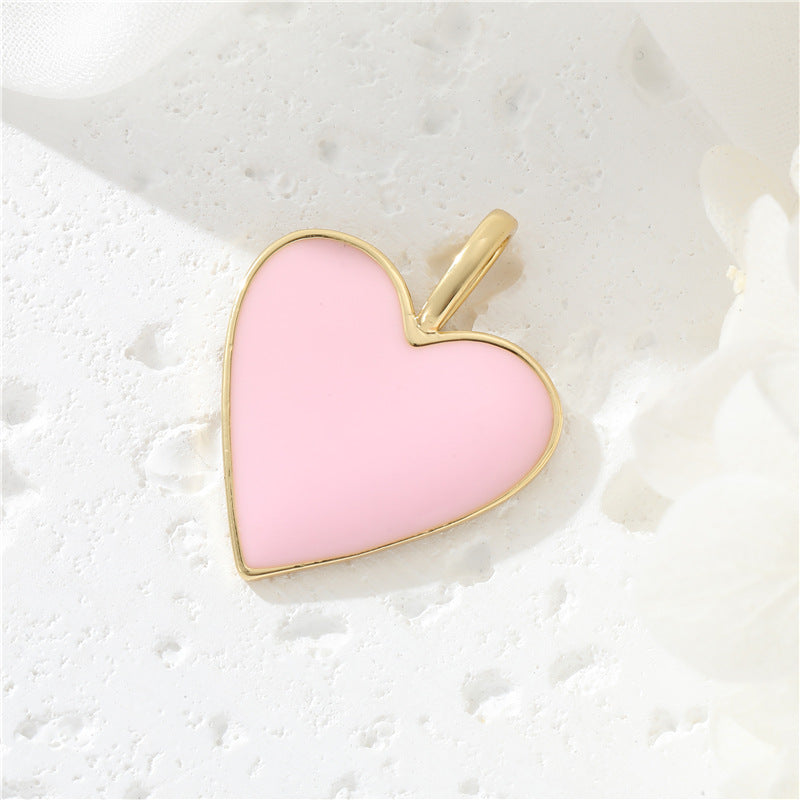 Pendentif à breloque 2 cœurs émail époxy 14K GF
