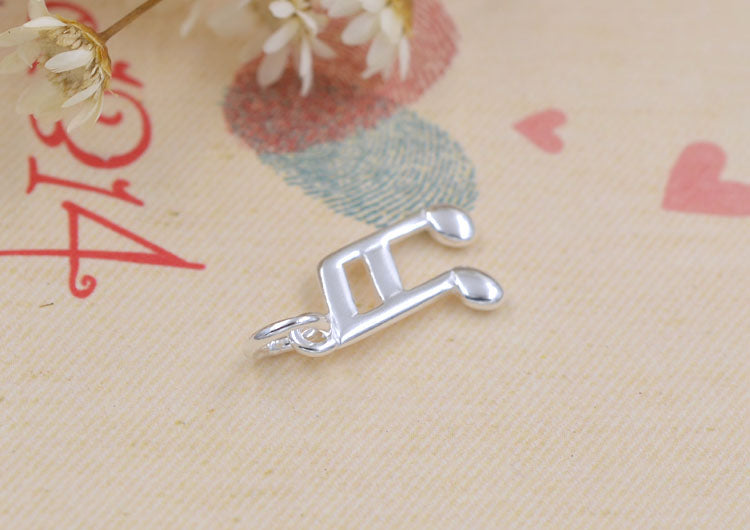 Pendentif à breloque en forme de petit signe de musique en argent sterling, recherche S925