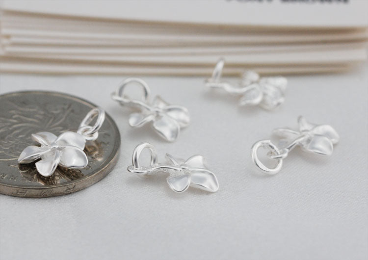 Sterling Silver Tiny Floral Charm Pendant S925 Finding