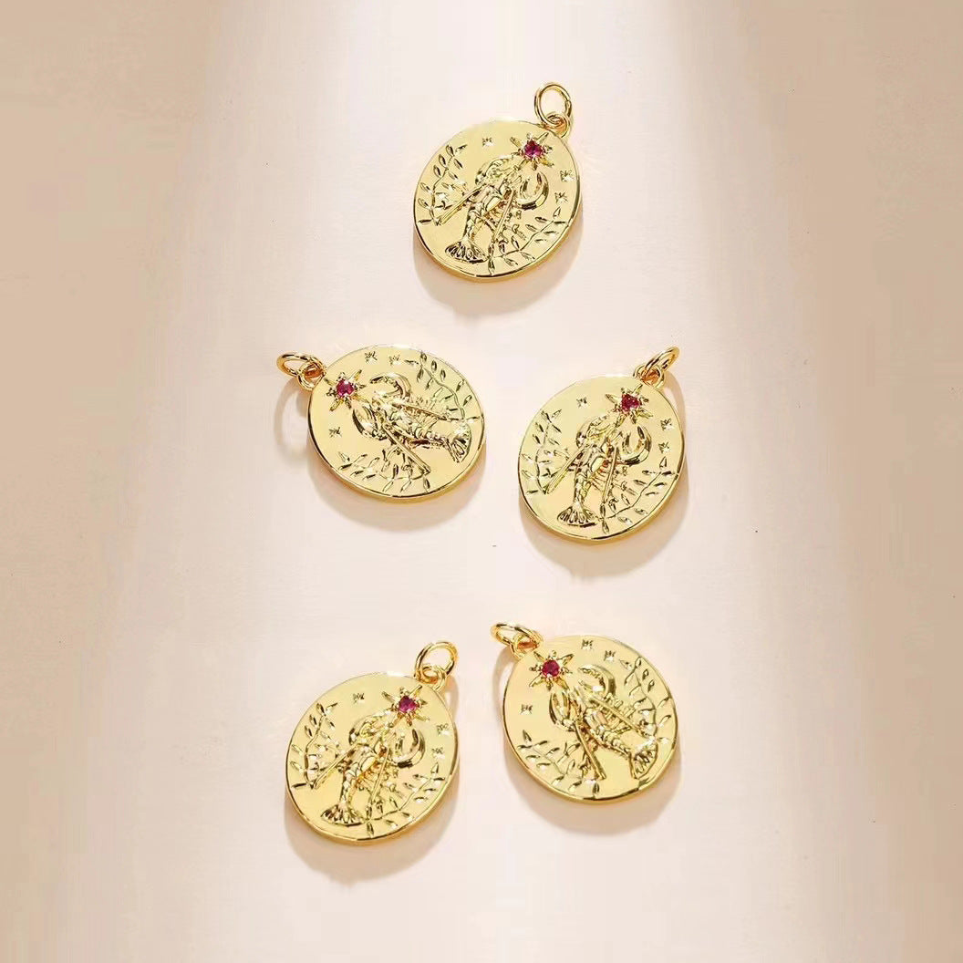 2 Tiny Scorpion Snake Bee Shell Charm Pendant Rhinestone Embellished 14K GF