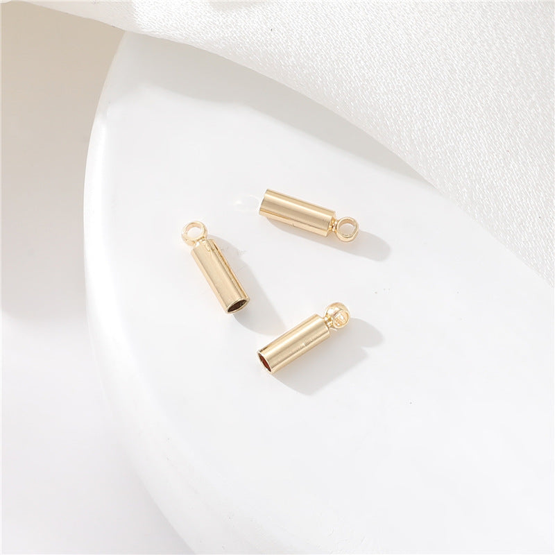 10 minuscules clips en cuir fin à bout de cordon rond 14K GF