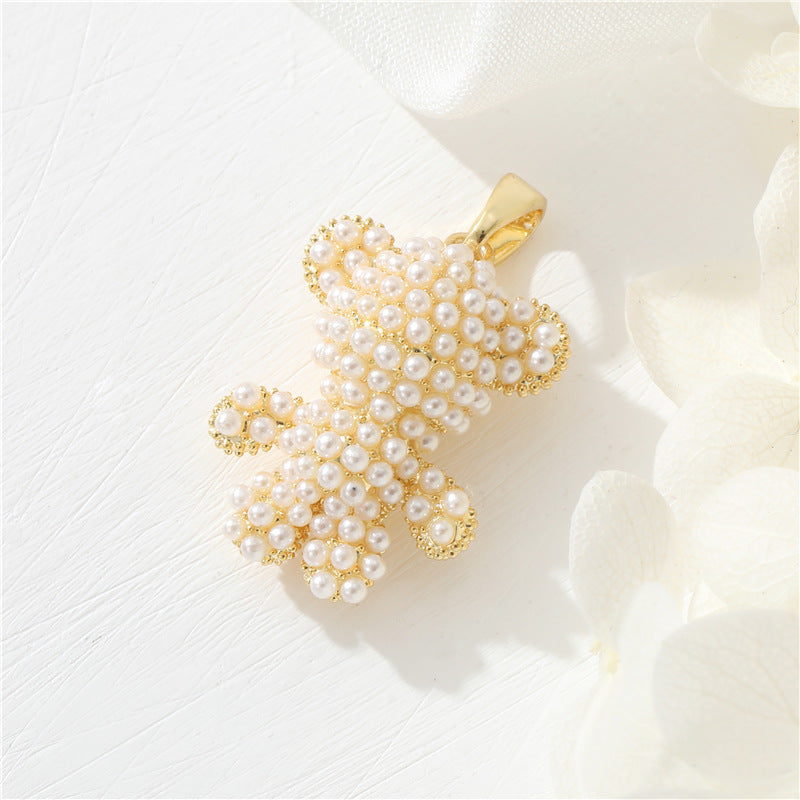 Pendentif à breloque 2 ours orné de strass 14K GF