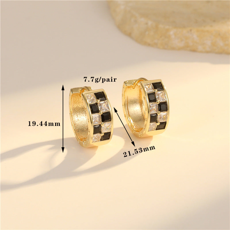 Boucles d'oreilles créoles à grille 4 étoiles ornées de strass 14K GF