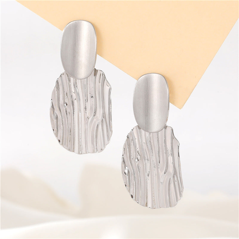 4 boucles d'oreilles à tige ovales martelées 14K GF Earing