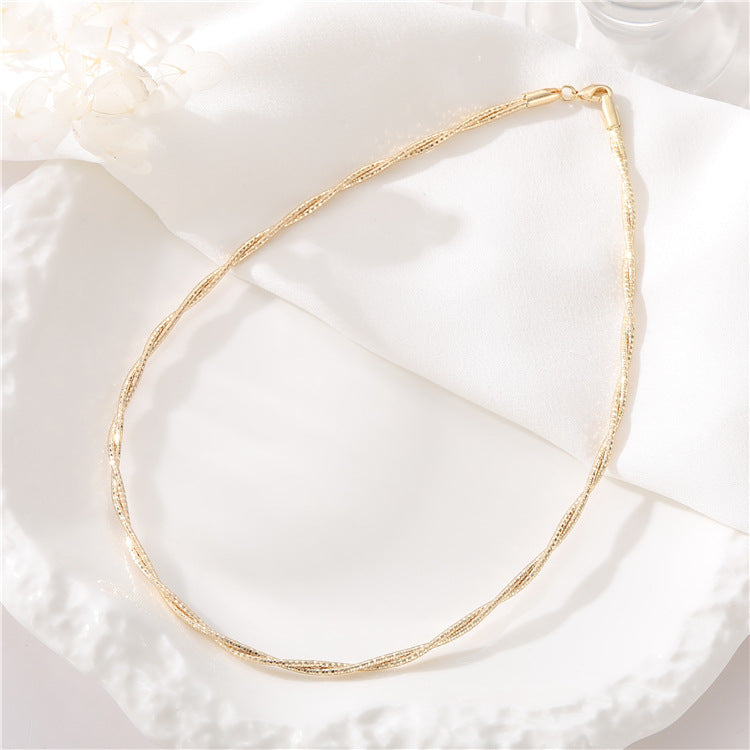 Collier 2 chaînes serpent 14K GF ras du cou