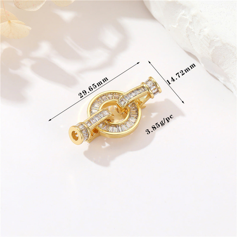 2 Round Oval Floral Heart Circle Clasp 14K GF Rhinestone Embellished Clasps Connector