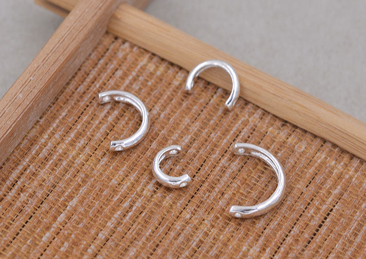 Argent sterling à travers le trou semi-rond cercle charme perle cadre perlage entretoise
