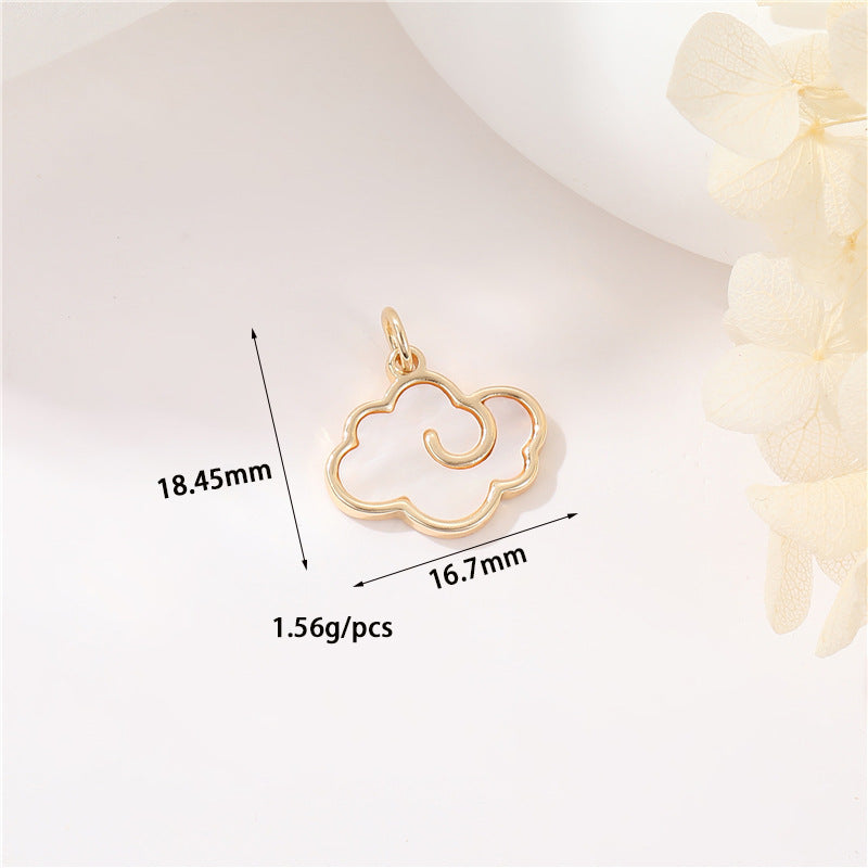 2 Croix Rose Nuage Étoile Ours Floral Charme Pendentif Strass Coquille Embelli 14K GF