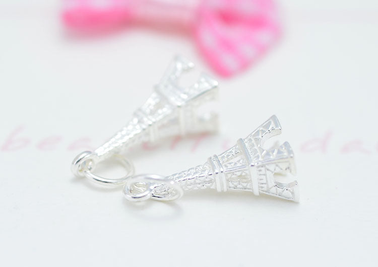 Sterling Silver Tiny Tower Charm Pendant S925 Finding