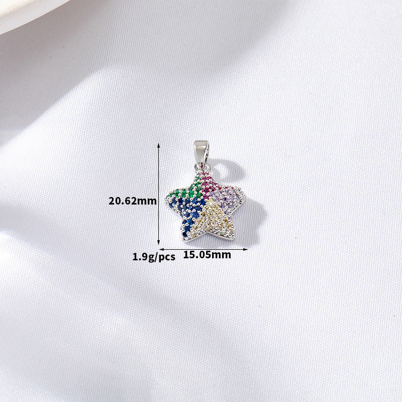 Pendentif à breloque 2 étoiles orné de strass 14K GF