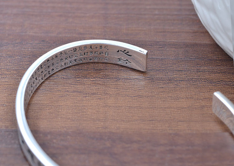 Sterling Silver Open Circle Om Mani Padme Hum Bangle S925 Finding