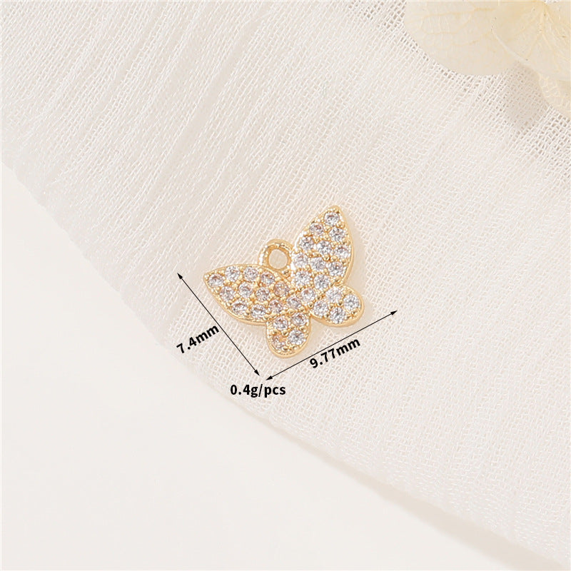 2 pendentifs à breloque papillon ornés de strass 14K GF