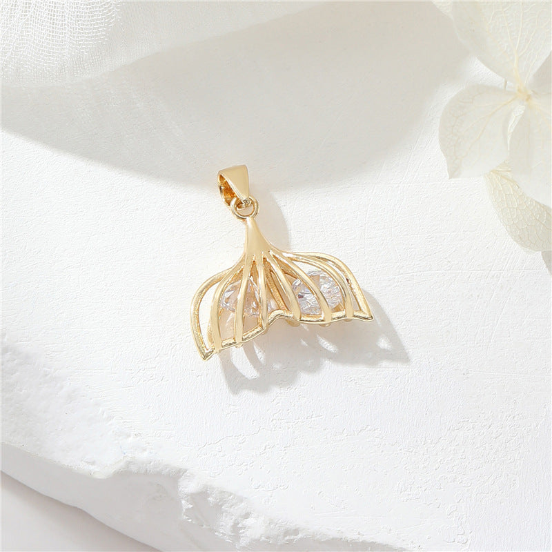 2 Blumen Katze Sonne Schmetterling Herz Meerjungfrau Rechteck Charm Anhänger Strass verziert 14K GF