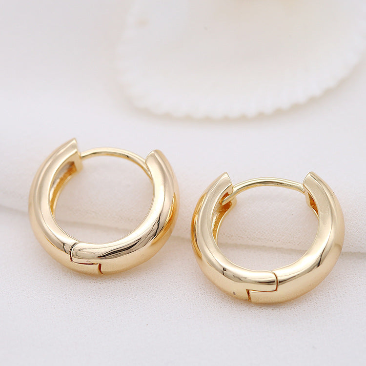 4 boucles d'oreilles créoles rondes brillantes 14K GF
