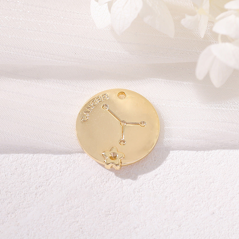 2 Round Zodiac Piece Charm Pendant 14K GF