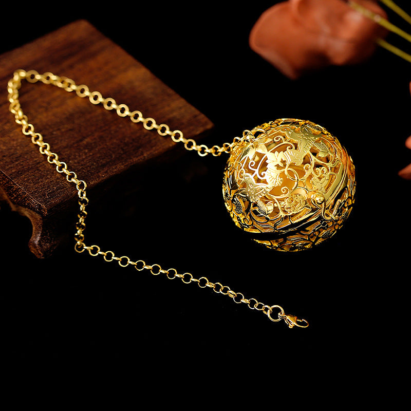 2 boîtes de prière rondes creuses, boule d'aromathérapie, parfum de vigne florale, pendentif à breloque 14K GF