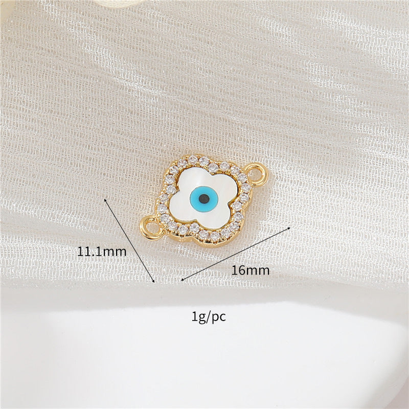 2 Kreuz Hand Rundes Auge Blumen Herz Schmetterling Charm Anhänger Harz Strass verziert 14K GF