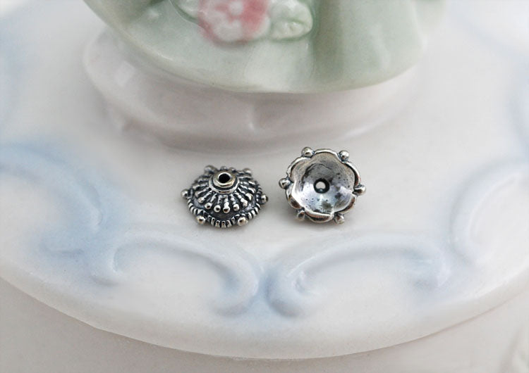 Sterling Silver Floral Bead Cap Cup S925 Finding