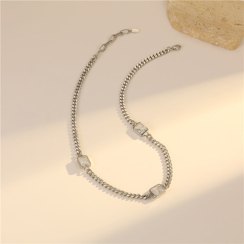 2 gros collier de chaîne de câble plat orné de strass 14K GF tour de cou