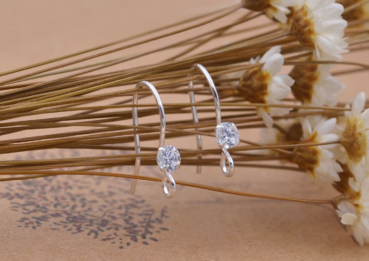 Boucles d'oreilles à crochet ornées de strass en argent sterling S925