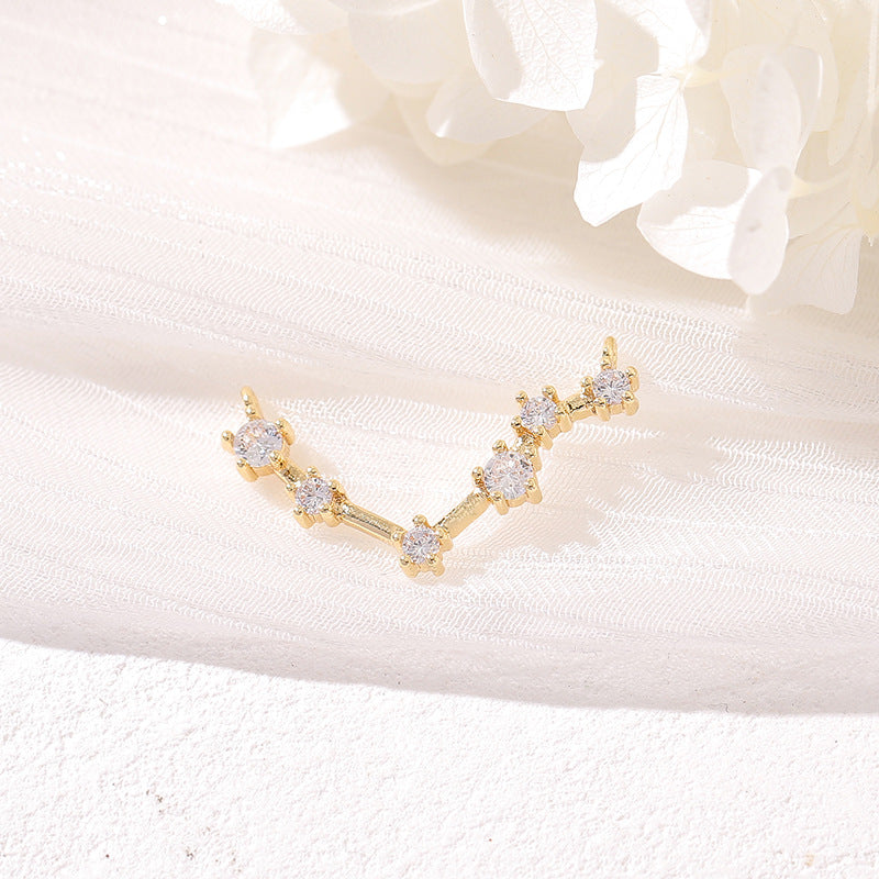 Pendentif à breloque zodiaque 2 étoiles orné de strass 14K GF