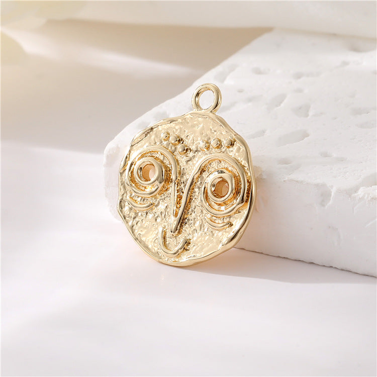 2 Apollo Eye Smile Face Angel Caesar Coin Charm Pendentif Strass Embelli 14K GF