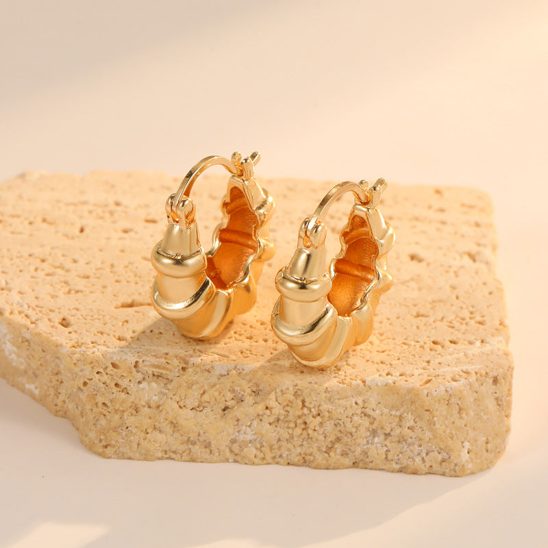 4 boucles d'oreilles créoles rondes torsadées épaisses 14K GF