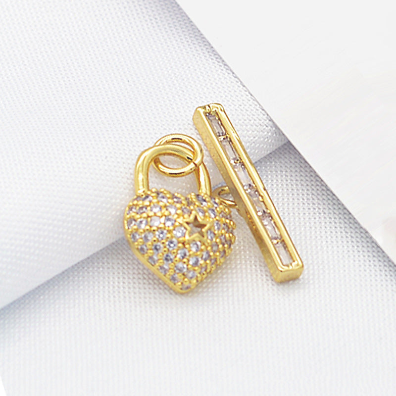 Connecteur de fermoirs ornés de strass 2 cœurs OT, 14K GF