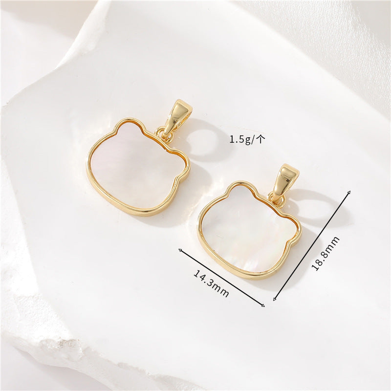 Pendentif à breloque 2 ours 14K GF Shell embelli