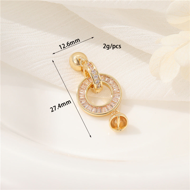 2 Hand Heart Round Circle D Infinity Clasp 14K GF Rhinestone Embellished Clasps Connector