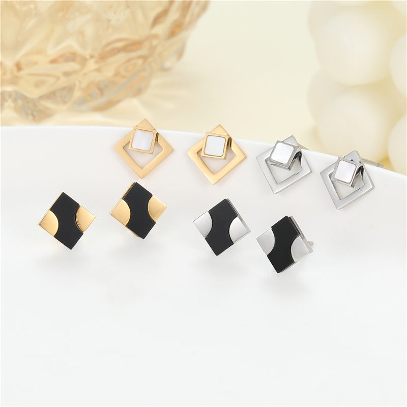 4 Émail Époxy Trèfle à quatre feuilles Orange Pastèque Floral Papillon Carré Coeur Cactus Boucles d’oreilles à tige 14K GF Strass Embelli Boucle d’oreille