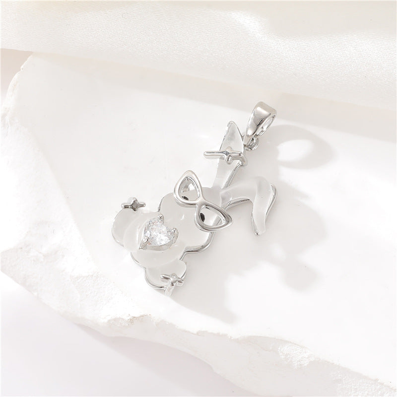 2 pendentif à breloque lapin ours strass incrusté 14K GF