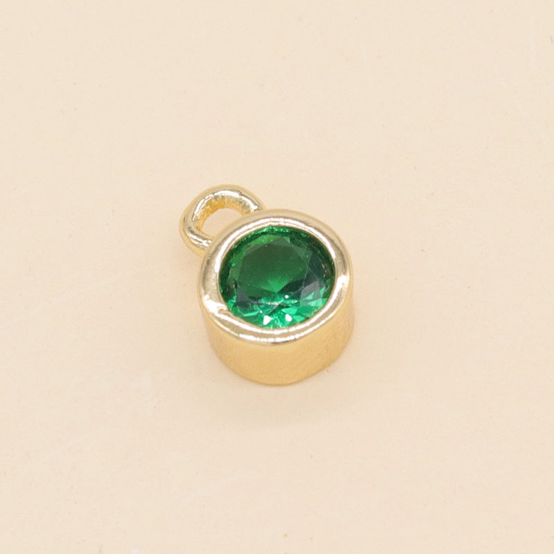 2 runde Geburtsstein-Charm-Anhänger mit Strassverzierung aus 14-karätigem GF