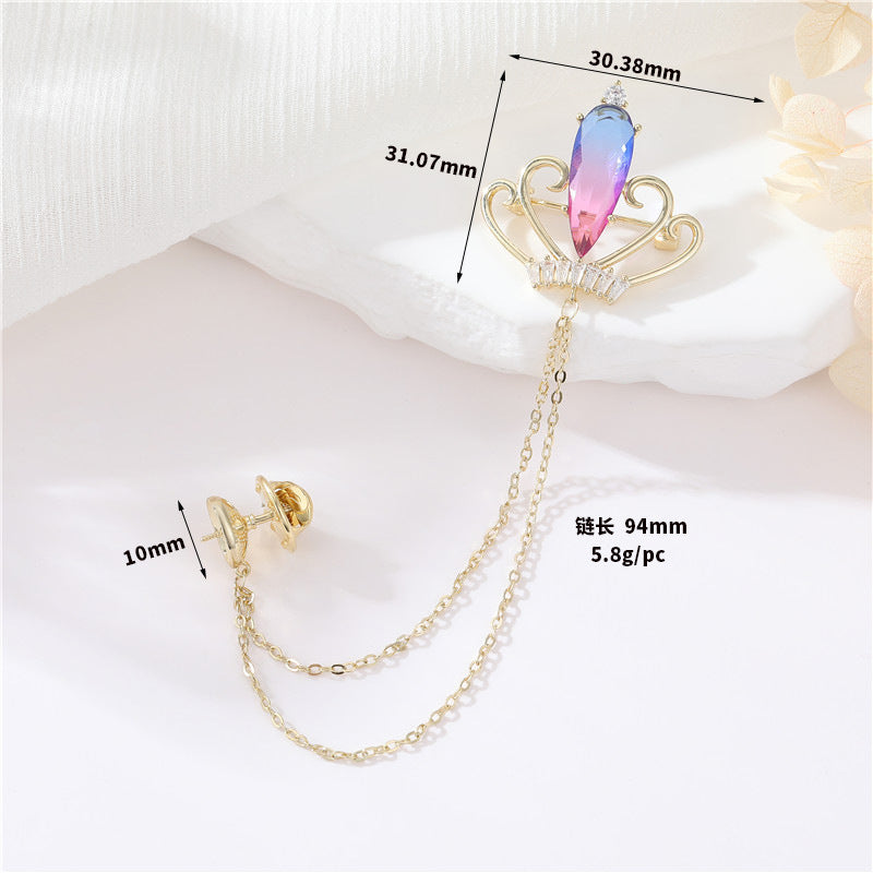 2 couronnes avec broche de chaîne de câble 14K GF strass embellie perle semi-percée perle vierge